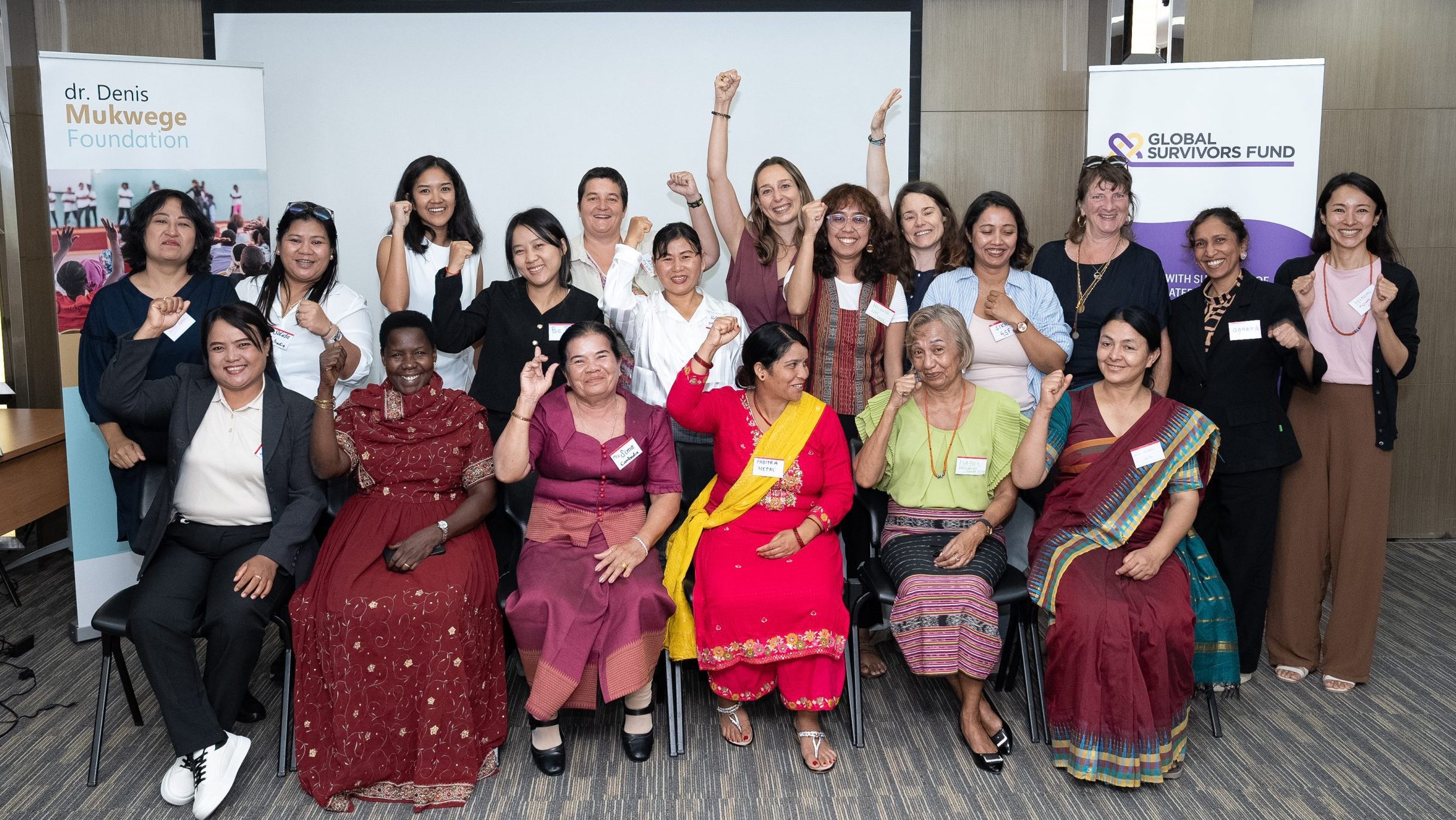 survivors and the mukwege foundation team posing after the joint advocacy meeting in bangkok