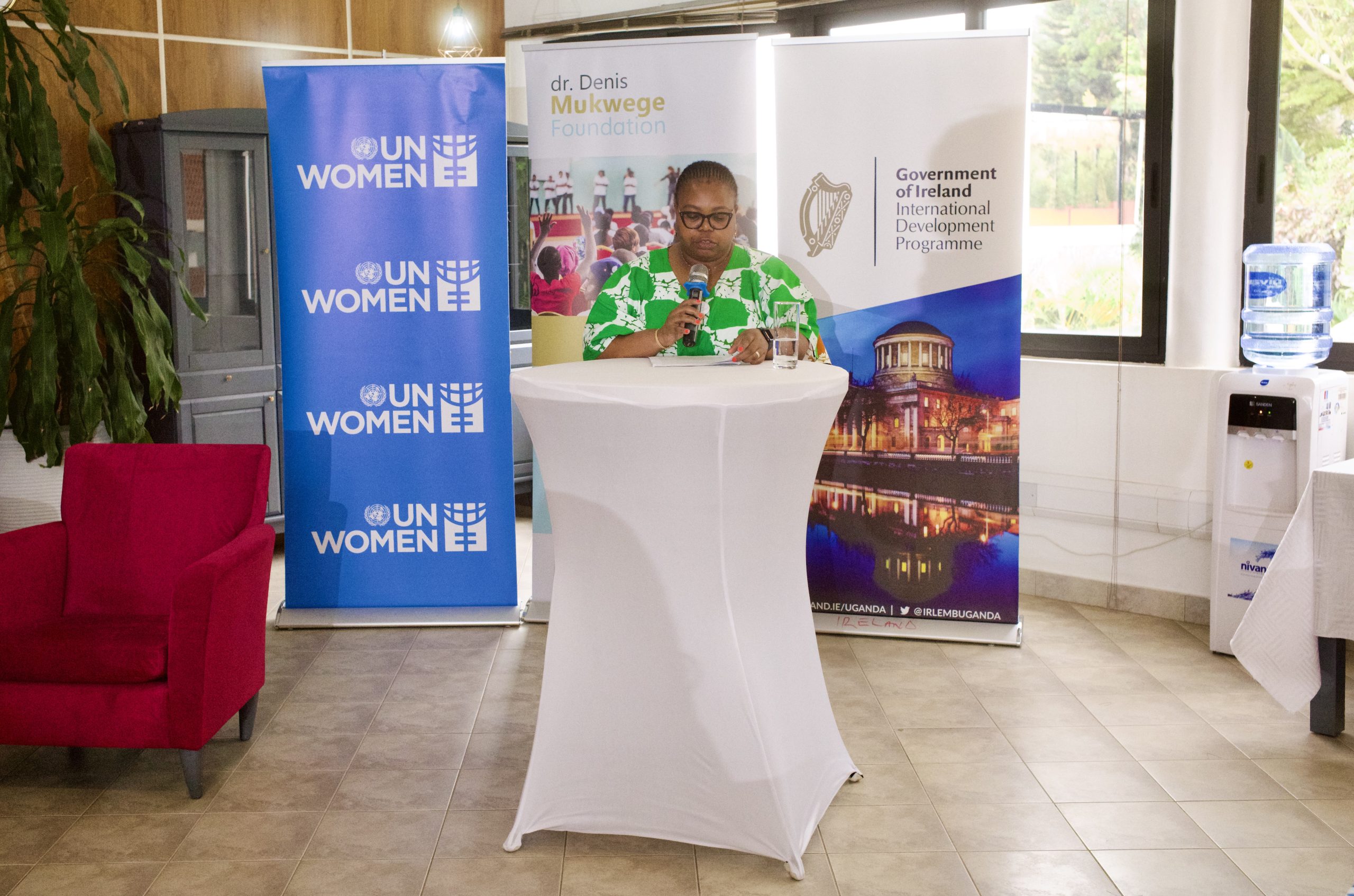 Tatiana Mukanire, survivor leader from the Democratic Republic of the Congo and SEMA member, delivering remarks at the opening of the event.